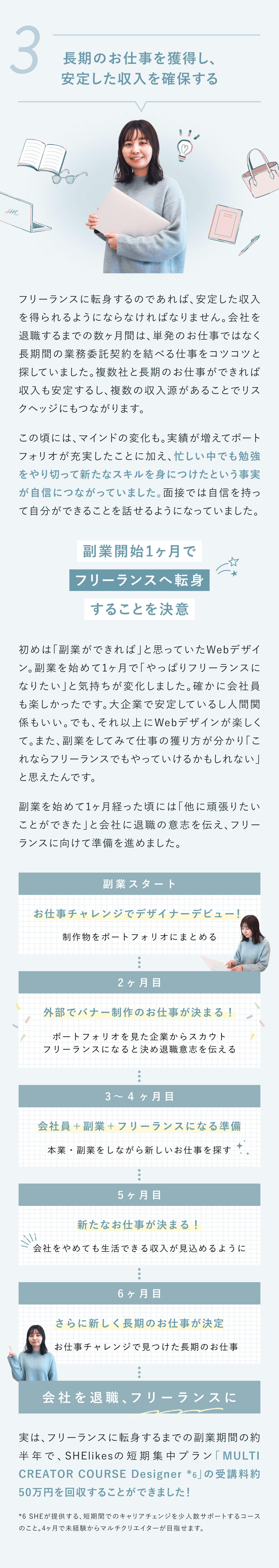 長期のお仕事を獲得し、安定した収入を確保する