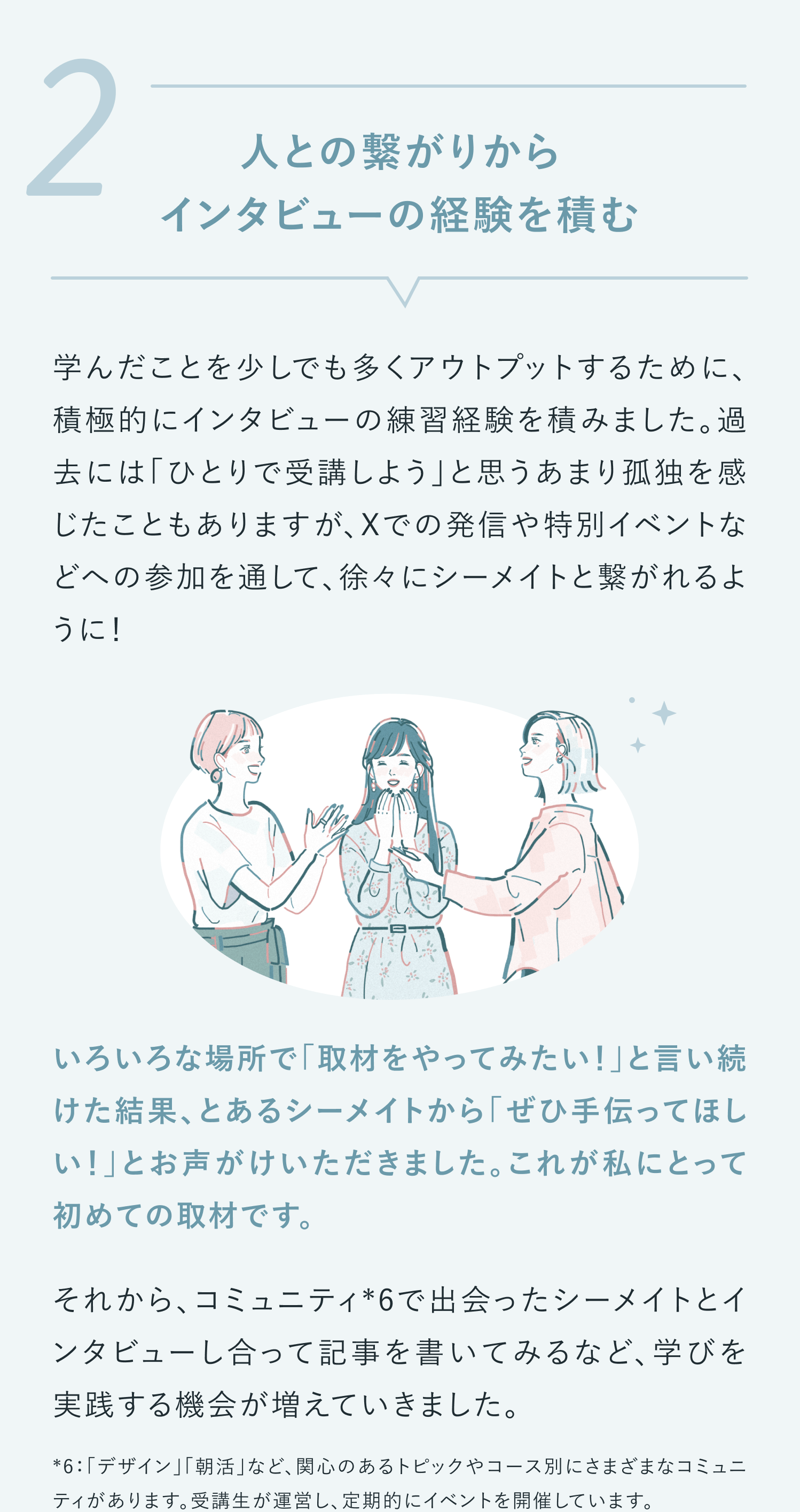 人との繋がりからインタビューの経験を積む