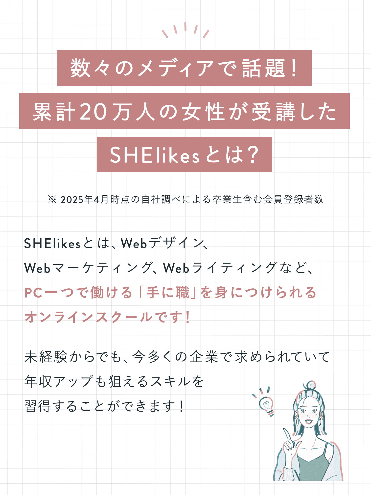 数々のメディアで話題!
累計20万人の女性が受講した
SHElikesとは?