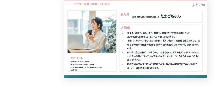 ブランディングコースのワークシート「STEP3：両想いになりたい相手」