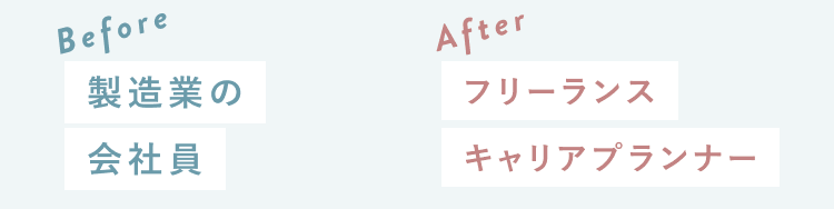 Before：製造業の会社員　After：フリーランスキャリアプランナー
