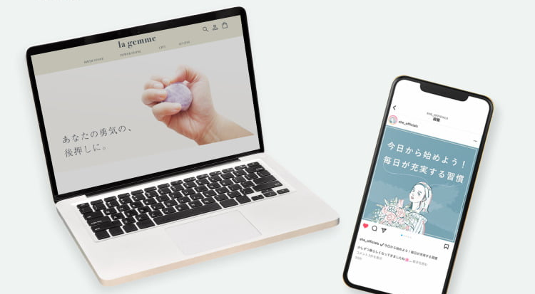 制作したWebサイトとInstagram投稿のモックアップ画像