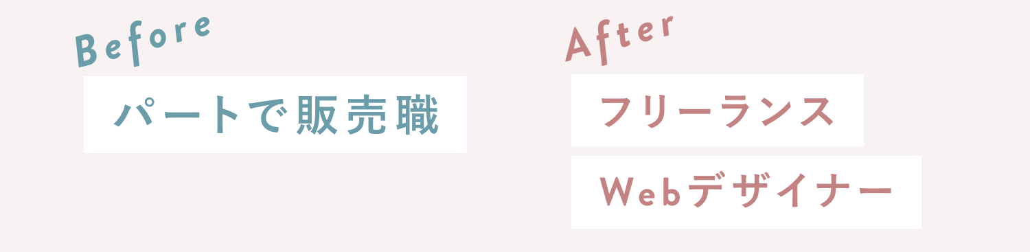 Before：パートで販売職　After：フリーランスWebデザイナー