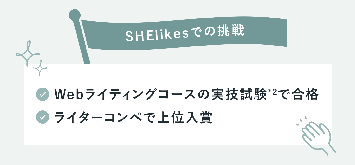 SHElikesでの挑戦。Webライティングコースの実技試験*2で合格、ライターコンペで上位入賞