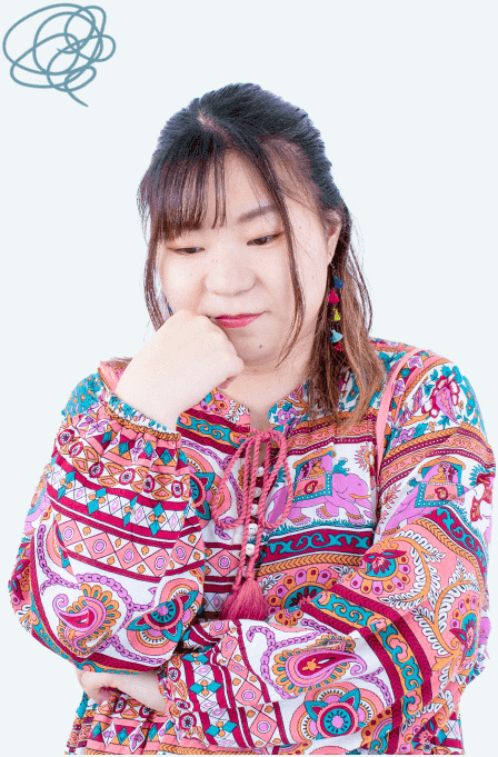 頬杖をついて俯くまだらーさん（Before）