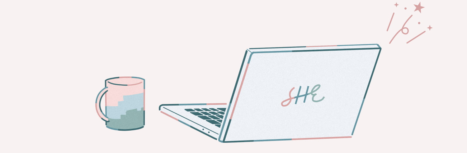 水彩風のノートPCとマグカップのイラスト