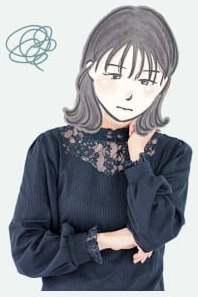 うつむいて考え込む販売員時代のゆきさん